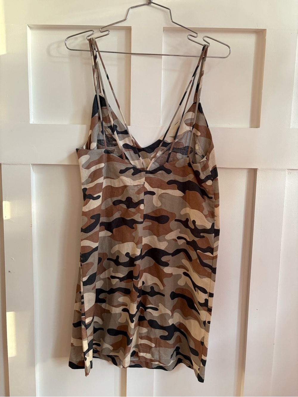 Zara Linen Blend Camo Midi Dress in Beige, Taupe & Navy Small - Picture 5 of 9